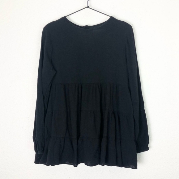 Tiered Ruffle Babydoll Top Black Medium - Picture 3 of 11